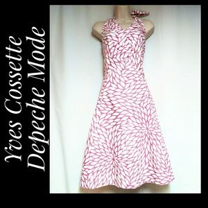 Yves Cossette Depeche Mode Dresses - Halter Dress White Pink Geometric Floral Size 10 Yves Cossette Depeche Mode Dresses - Halter Dress White Pink Geometric Floral Size 10